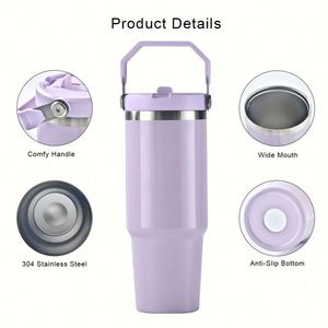 Vaso Térmico Personalizado con Logotipo de 30 oz, Taza de Café de Acero Inoxidable de Doble Pared con Aislamiento al Vacío, Vasos de Viaje para Auto de 30 oz con Asa y Tapa - Product Image 3