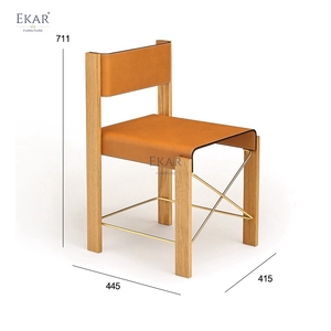 Ekar <span class=keywords><strong>Kael</strong></span> Ăn Uống Hiện Đại Ghế Sang Trọng Fusion Rắn Gỗ Da Kim Loại Cho Nhà Khách Sạn Biệt Thự Thoải Mái tựa Lưng - Product Image 3