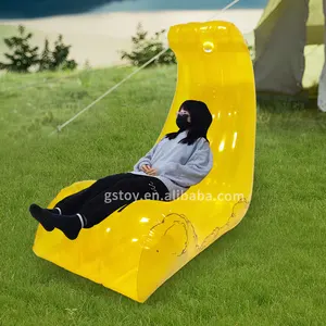 Outdoor Folding Portable Crescent Shaped Blow Up Lounger Living Room Air Chair Inflatable Moon Sofa Bed