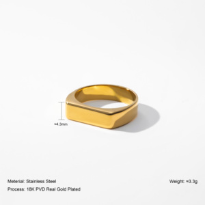 Anillo de Acero Inoxidable con Baño de Oro de 18K PVD, Minimalista, Personalizado, con Logotipo Grabado, Geométrico, para <span class=keywords><strong>Mujer</strong></span>, SF2734, Resistente al Deslustre - Product Image 2