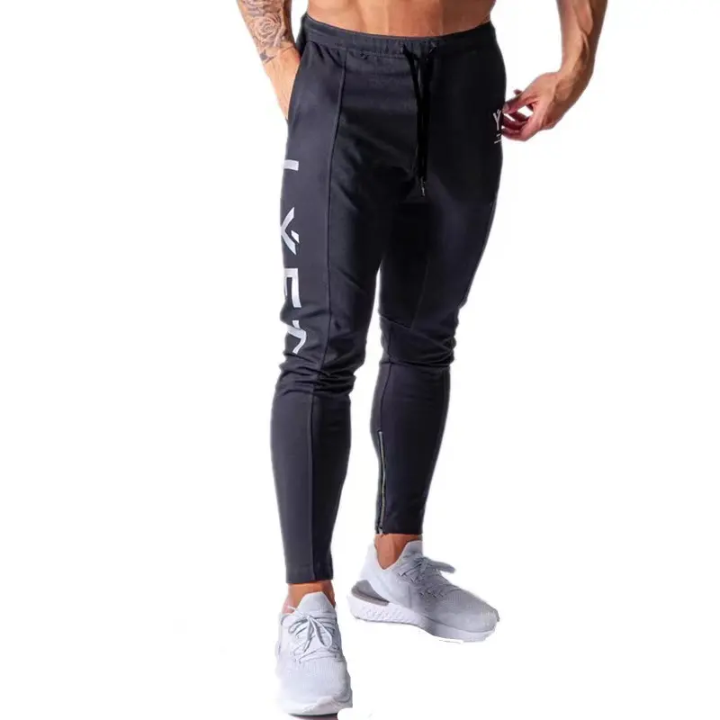 New Sports Trousers Men's Running Training Pure Cotton Self-Cultivation Feet Pants Lace-Up Leisure Trousers