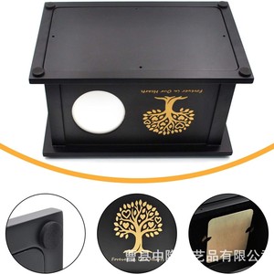 Solid Wood Black Urn <b>Storage</b> <b>Box</b> Rectangle Customized Printing <b>Photo</b> Attached Sympathy Occasion - Product Image 5