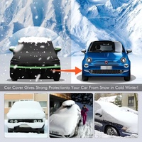 210T Outdoor Wasserdichte Autoabdeckung Maßgefertigt für Fiat 500/500C 2007-2023 UV-Schutz mit Reißverschlusstür Reflektierender Streifen Aufbewahrungstasche