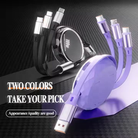 Cable de Datos USB Tipo-C Retráctil de Carga Rápida 3 en 1 de 100W con Soporte para Teléfono, Material TPE, Pequeño Regalo para Computadoras, con Logotipo Personalizado