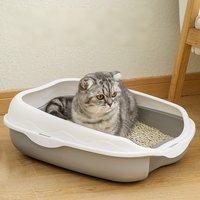 Bac à litière semi-fermé anti-déversement pour chat, bac à déchets durable pour animaux de compagnie, toilette pour chat