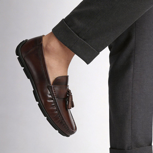 Zapatos Formales de Cuero Vacuno Genuino para Hombre, Mocasines con Borlas, Zapatos de Vestir Sin Cordones para Negocios, Cómodos - Product Image 6