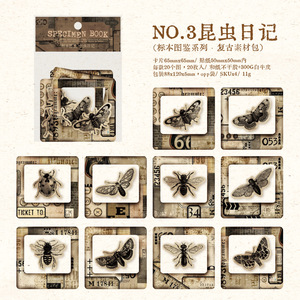 20 unidades/paquete muestras de datos un manual ilustrado serie Retro diario decoración Material papel con pegatinas 6 tipos - Product Image 6