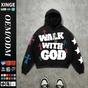 Novedad 2025, Sudadera con Capucha Extra Grande para Hombre, de Alta Calidad, con Bordado de Letras Personalizado, Estampado Gráfico, Corte Cuadrado - Product Image 1