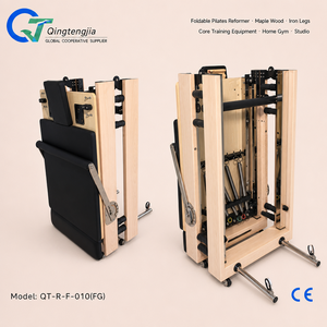 เครื่องรีฟอร์เมอร์ไม้เมเปิ้ลพับได้พร้อมขาเหล็ก สำหรับยิมที่บ้านและอุปกรณ์ฝึกกล้ามเนื้อแกนกลาง QT-R-F-010(FG) ดีไซน์พับเก็บได้ประหยัดพื้นที่ - Product Image 5