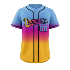 Custom Gradiënt Honkbal Jersey Hiphop Knoop Down Shirts Gestikt Gepersonaliseerd Nummer Voor Mannen - Product Image 3