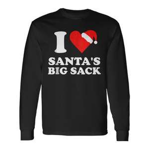 Camiseta de manga larga I Love Santa's Big Sack, humor navideño para adultos - Product Image 1