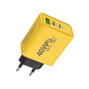 Cargador Rápido <span class=keywords><strong>GaN</strong></span> de 40W con 3 Puertos USB-C, 2 Tipo-C y 1 USB PD QC3.0, Adaptador de Pared con Entrada de 220V, Enchufe de Viaje Portátil para Teléfono - Product Image 2