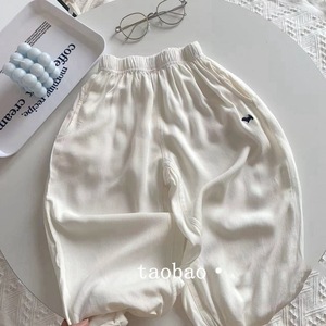Girls Ice Silk Mosquito Repellent Pants Solid Color Loose Casual Long Lantern Pants Summer 2024 Cotton Woven - Product Image 4