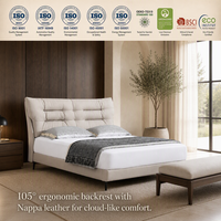 Cadre de lit moderne et minimaliste en tissu crème avec tête de lit à cannelures horizontales pour projets de chambre principale