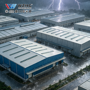 โรงงานสำเร็จรูปเหล็ก Q355B โครงสร้างช่วงกว้าง ป้องกันลมแรง พร้อมฉนวนกันความร้อน หลายชั้น 5000 ตร.ม. ขนาด 50x100 เมตร สำหรับงานอุตสาหกรรม - Product Image 1
