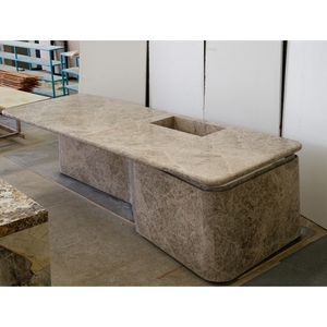 SH STONE Plan de travail moderne en marbre <span class=keywords><strong>Bianca</strong></span> Perla Grigio Orsola Beige pour îlot de cuisine, table centrale et meuble - Product Image 1
