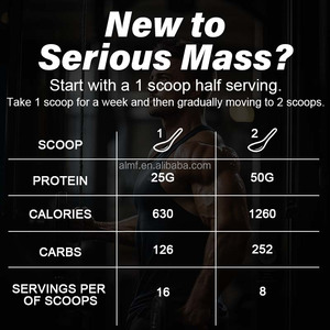 โปรตีนสูง 50 กรัม 1260 แคลอรี่ รสช็อกโกแลต 5 ปอนด์ อาหารเสริมเพิ่มน้ำหนัก เพิ่มกล้ามเนื้อ สำหรับฟิตเนส สร้างมวลกล้ามเนื้อ ผง Serious <span class=keywords><strong>Mass</strong></span> - Product Image 4