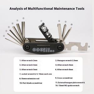 Herramientas de Mantenimiento para Bicicletas de Exterior, Kit de Reparación de Bicicletas Plegable Multifuncional, Juego de Herramientas de Ciclismo Mini, Juego de Llaves Allen Hexagonales Plegables - Product Image 3