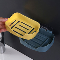 Porte-savon double couche imperméable avec étagère d'égouttage adhésif fort sans perçage mural pour décor de rangement de salle de bain à la maison