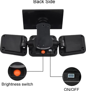 <span class=keywords><strong>Lampe</strong></span> <span class=keywords><strong>solaire</strong></span> extérieure pour garage et jardin, 3 têtes, détecteur de mouvement, lumière IP65 étanche, 270 degrés grand angle, appliques murales avec 3 modes, 122 LED - Product Image 4