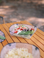 Vaisselle de camping pliable ultralégère en PP transparent de qualité alimentaire : bol, assiette, filtre à café, entonnoir, tasse à eau, fourchette, cuillère