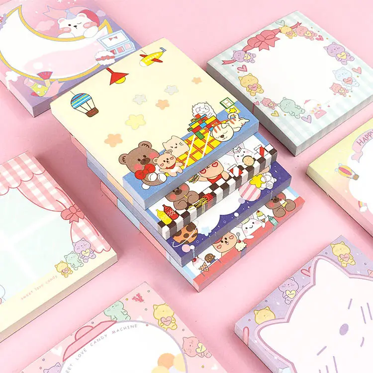 Alas Memo Kustom Anime Sticky Note Lengket Portabel Lucu Korea Kotak