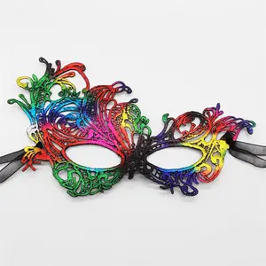 Handmade Masquerade Butterfly Silvery Mask Lace Metal Halloween Mask For Women Costume Prom Eye Mask