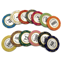 Jeu de jetons de poker personnalisé de casino en argile 14g de haute qualité pièce de 40mm Las Vegas avec autocollant intérieur en métal directement du fabricant