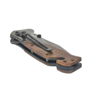 Couteau pliant de survie durable pour l'extérieur avec clip dorsal, manche en bois robuste, couteau de poche pour la défense personnelle et le camping