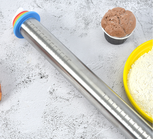 Rullo per Impasto in Acciaio Inox da 17 Pollici Stile Francese con Anelli Guida per Spessore Regolabile - Product Image 5