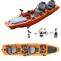 Kayak à pédales modulaire tandem en 3 sections en HDPE de conception Vicking Hull, 2 places, neuf, pour le tourisme et la pêche en lac, 14 pieds, canoë-kayak