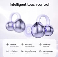 Headphone TWS nirkabel latensi rendah, headphone nirkabel terbaru, headset olahraga panggilan HD klip terbuka, earbud Over-Ear