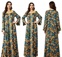 Robes ethniques musulmanes du Moyen-Orient à manches longues, longueur ras du sol, en polyester, grandes tailles, tendance et best-seller pour l'été