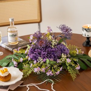 Arreglo de Flores Artificiales de Seda para Decoración de Mesa, Hortensias Púrpuras, Decoración para el Hogar, Centro de Mesa para Banquetes y Restaurantes - Product Image 1