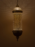 Plafonnier moderne en cristal doré avec cylindre central et dômes hémisphériques, éclairage LED blanc chaud pour mosquée