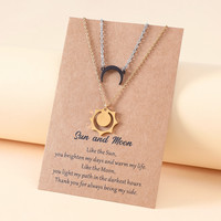 DaiHe Trendy Design Collier de couple en acier inoxydable Soleil et Lune