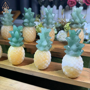 Kindfull Cristal fruit cristal naturel vert <span class=keywords><strong>aventurine</strong></span> et <span class=keywords><strong>jaune</strong></span> calcite ananas sculpture Pour La Décoration - Product Image 3
