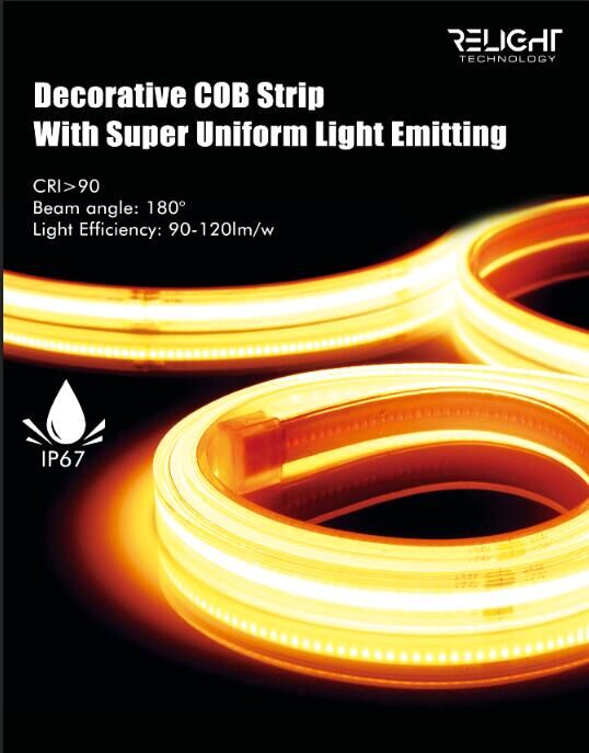 Uniform 480PCS Chip Flexible COB LED Strip DC24V 8W-15W 8mm RGB Color