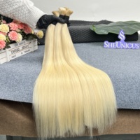Capelli Umani Brasiliani Remy di Alta Qualità 12A, Doppia Trama, per Intrecciare, Colore 613, Lisci, Extension di Capelli Umani in Bulk