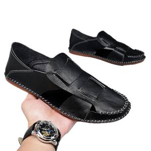 Tongs pour hommes pour l'été, décontractées, respirantes et à semelle souple, tongs tendance en cuir - Product Image 2