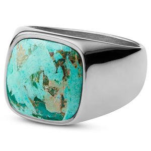 Men's Geometric Natural Stone <b>Ring</b> Bezel Setting <b>Titanium</b> Steel Business Gift Jewelry - Product Image 5