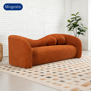 Ensemble de canapé sectionnel à bras incurvés de luxe moderne, revêtement en tissu, meubles de salon confortables - Product Image 4