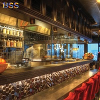 Idées de conception de comptoir de bar de buffet d'hôtel en forme de L, restaurant commercial, salon, comptoir de bar unique, contemporain et moderne