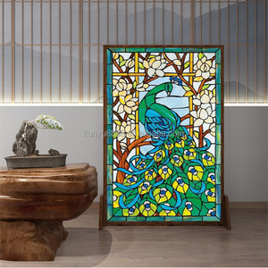 Decoración de Pared o Ventana de Vidrio Tiffany Hecha a Mano con Diseño de Pavo Real, Sólida, de 17 mm de Grosor, Personalizable - Product Image 4