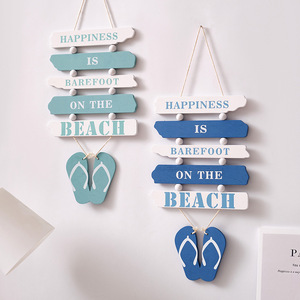 Letrero de madera para colgar en la pared, estilo mediterráneo, con chanclas, decoración del hogar, tema del océano, 2 uds. - Product Image 1