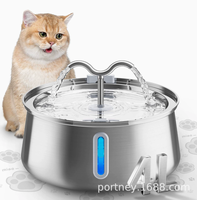 Fontaine à eau portable pour animaux de compagnie de grande capacité 3,2 L en acier inoxydable 304, rechargeable sans fil, automatique, étanche IPX4