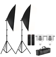 Kit d'éclairage de studio avec deux softbox, lampe LED à 3 températures de couleur, éclairage photo continu 50x70 pour la prise de vue vidéo