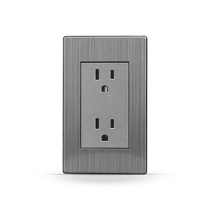 Thép không gỉ 118 loạt tiêu chuẩn Mỹ đôi 3 cực tường ổ cắm đa cắm ổ cắm cho khách sạn nhà 15 16 amp 115V ~ 250V - Product Image 1