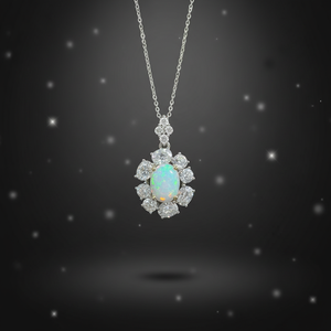Collier en argent sterling 925 avec opale exquise pour <span class=keywords><strong>femme</strong></span>, bijou en pierre précieuse simple de haute qualité, tendance pour cadeau de mariage - Product Image 1