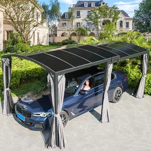 Hoge Kwaliteit Aluminium Carport Pergola Parkeer Loods Polycarbonaat Gebogen Dak Luifel Tent